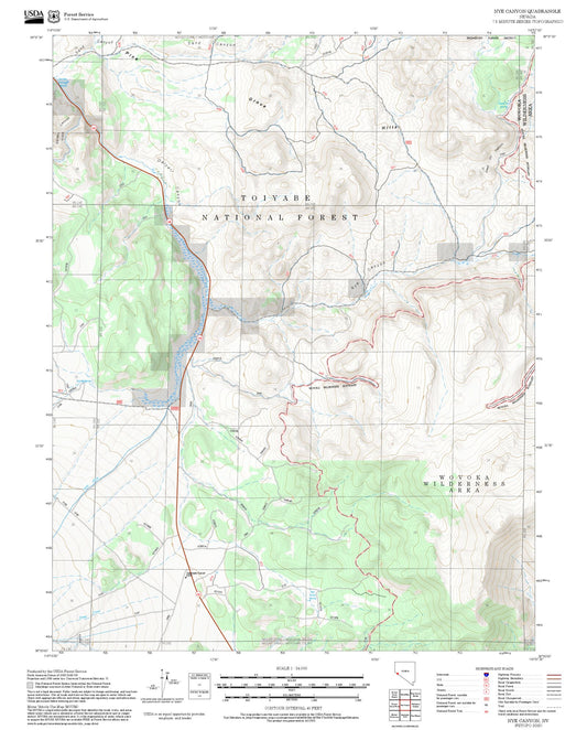 2025 Forest Service Topo Map of Nye Canyon Nevada