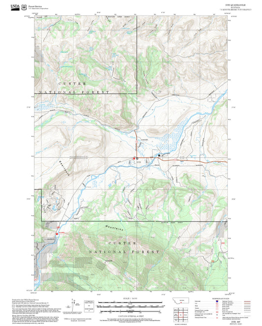 2025 Forest Service Topo Map of Nye Montana