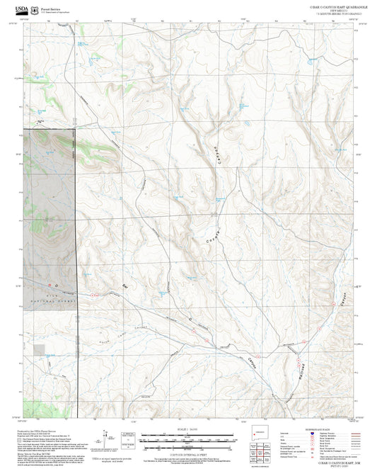 2025 Forest Service Topo Map of O Bar O Canyon East New Mexico