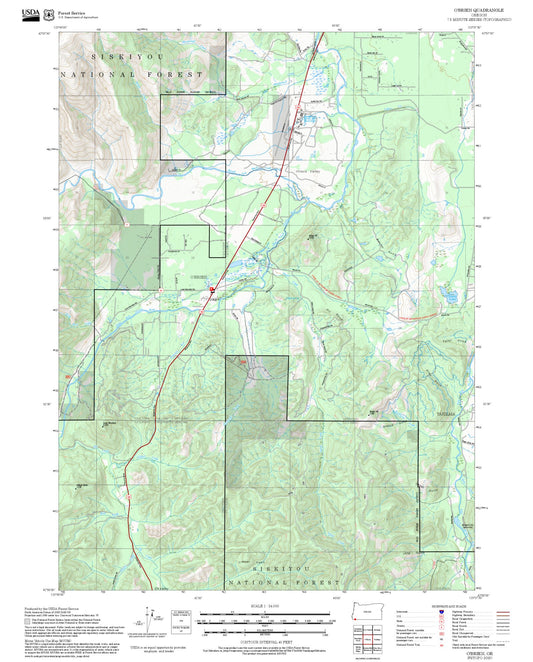 2025 Forest Service Topo Map of O'Brien Oregon