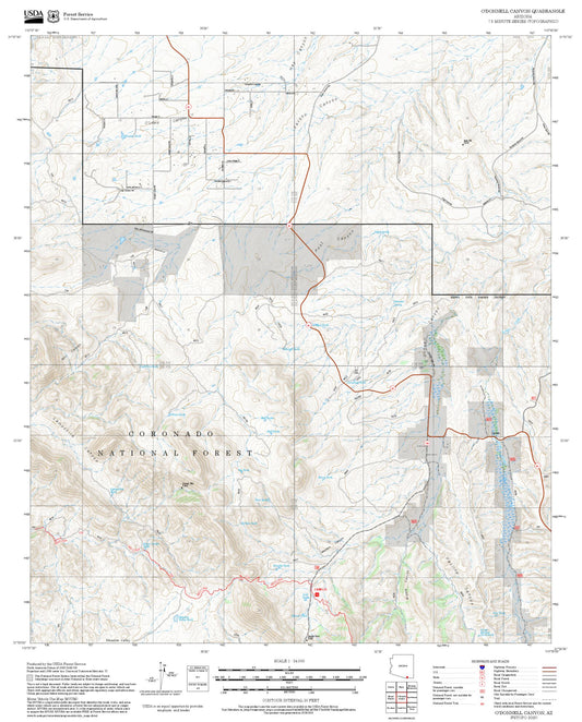 2025 Forest Service Topo Map of O'Donnell Canyon Arizona