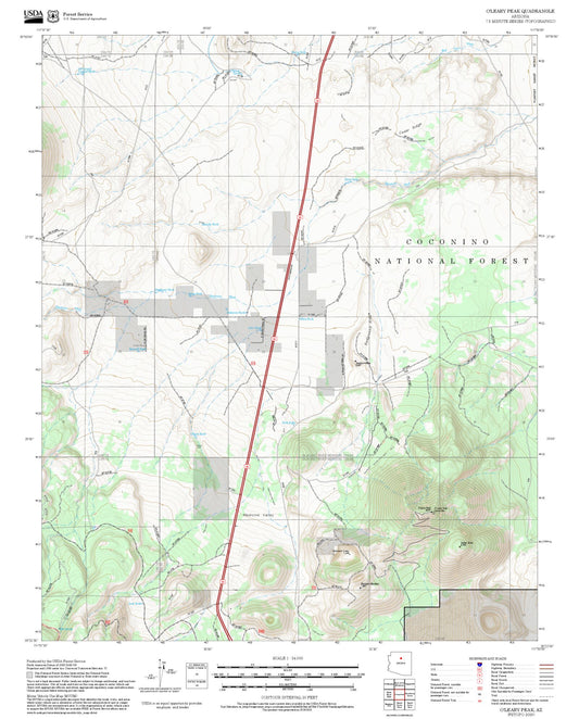 2025 Forest Service Topo Map of O'Leary Peak Arizona