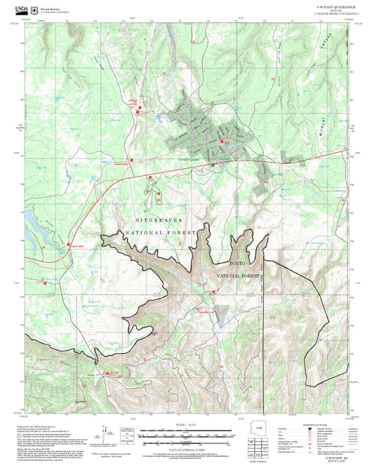 2025 Forest Service Topo Map of O W Point Arizona