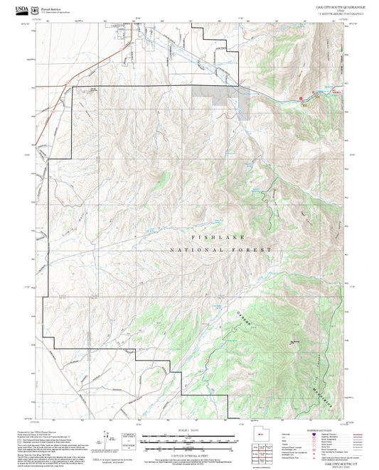 2025 Forest Service Topo Map of Oak City South Utah