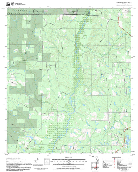 2025 Forest Service Topo Map of Oak Grove Florida