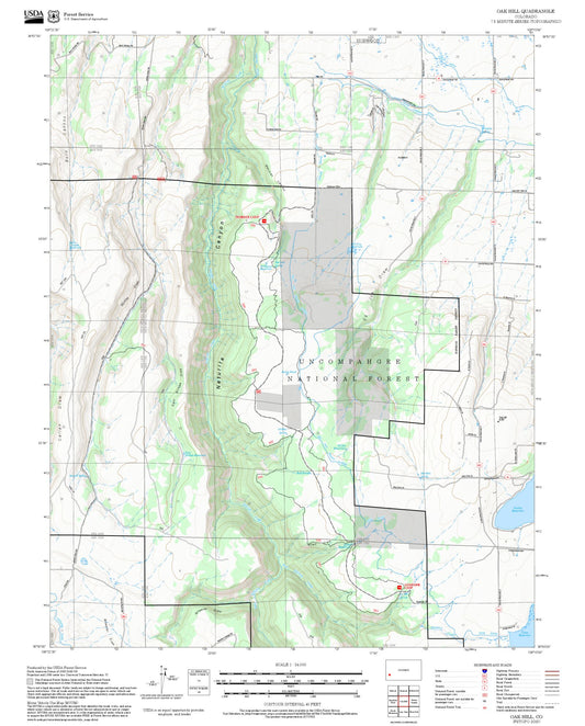 2025 Forest Service Topo Map of Oak Hill Colorado