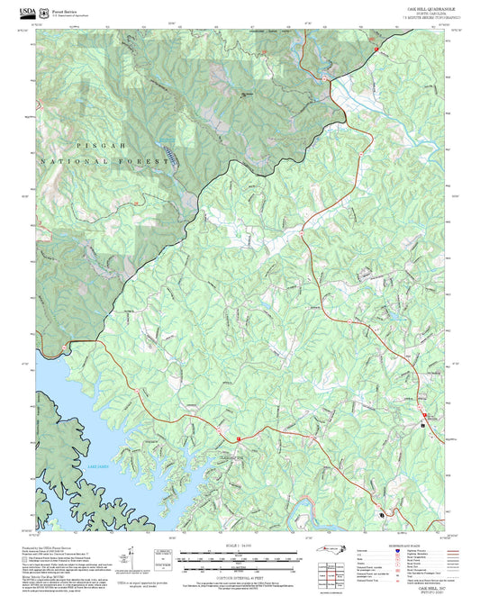 2025 Forest Service Topo Map of Oak Hill North Carolina
