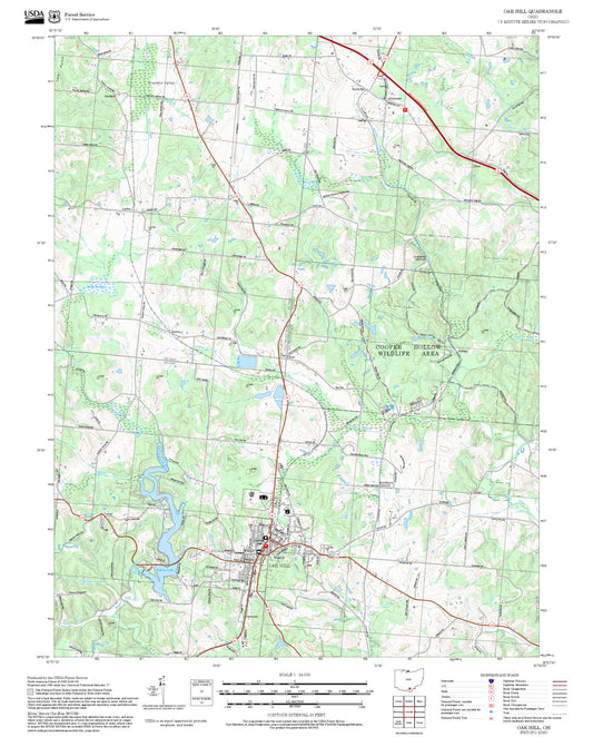 2025 Forest Service Topo Map of Oak Hill Ohio