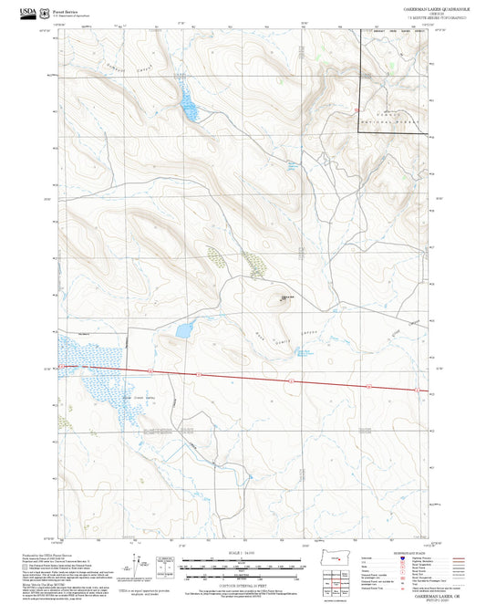 2025 Forest Service Topo Map of Oakerman Lakes Oregon
