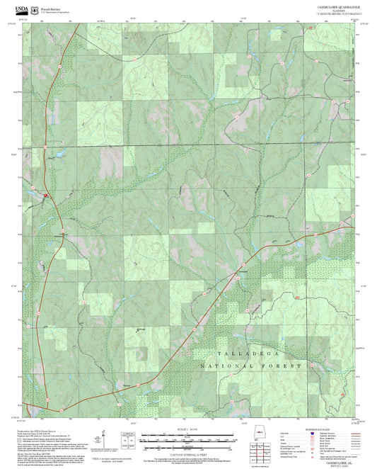 2025 Forest Service Topo Map of Oakmulgee Alabama
