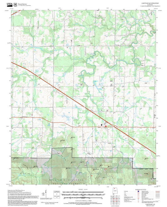2025 Forest Service Topo Map of Oakville Alabama