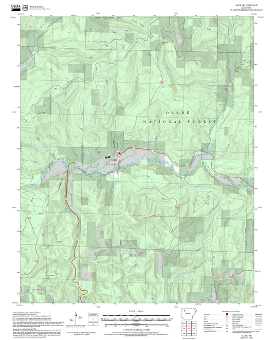 2025 Forest Service Topo Map of Oark Arkansas