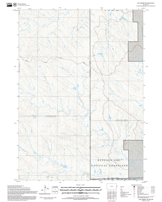 2025 Forest Service Topo Map of Oat Creek Wyoming