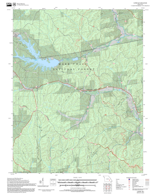 2025 Forest Service Topo Map of Oates Missouri