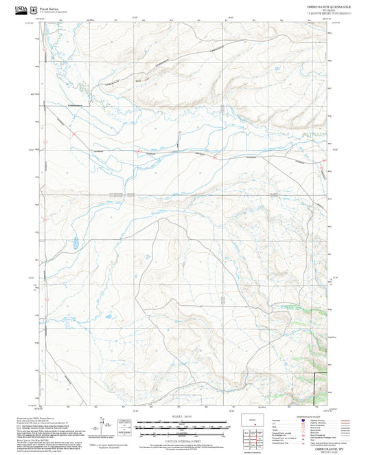 2025 Forest Service Topo Map of Oberg Ranch Wyoming