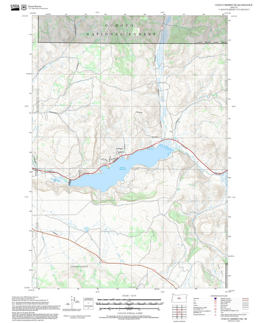 2025 Forest Service Topo Map of Ochoco Reservoir Oregon