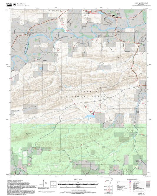 2025 Forest Service Topo Map of Oden Arkansas