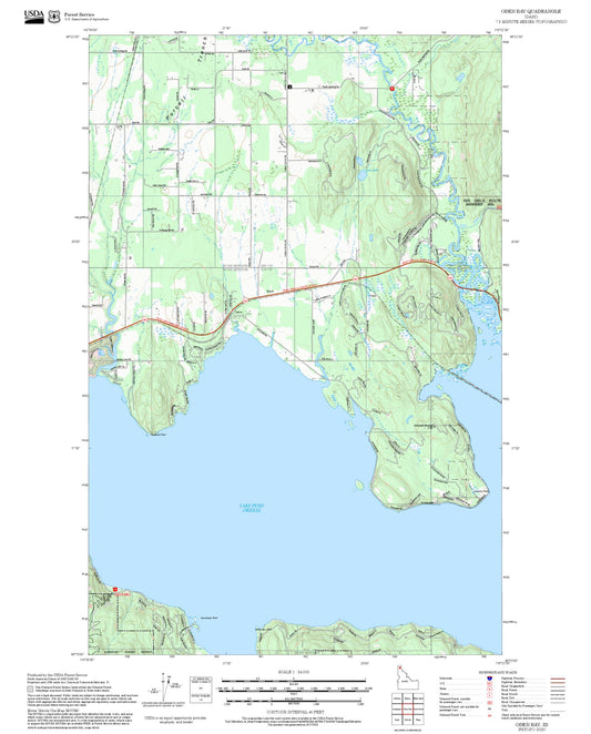 2025 Forest Service Topo Map of Oden Bay Idaho