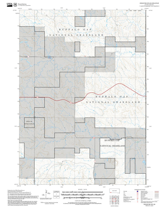 2025 Forest Service Topo Map of Oelrichs NE South Dakota