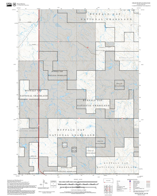 2025 Forest Service Topo Map of Oelrichs SW South Dakota