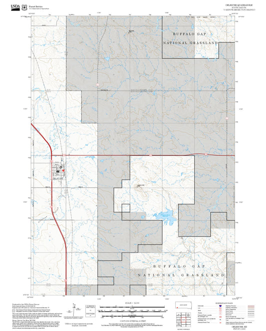 2025 Forest Service Topo Map of Oelrichs South Dakota