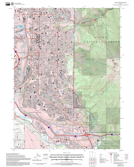 2025 Forest Service Topo Map of Ogden Utah