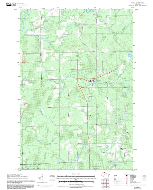 2025 Forest Service Topo Map of Ogema Wisconsin