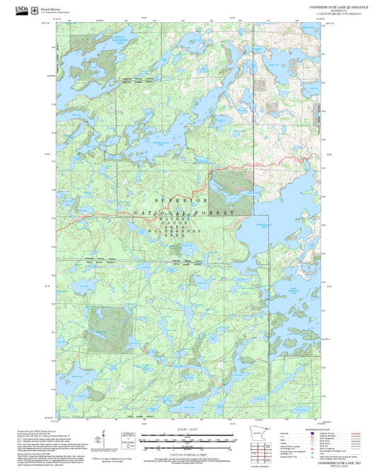 2025 Forest Service Topo Map of Ogishkemuncie Lake Minnesota