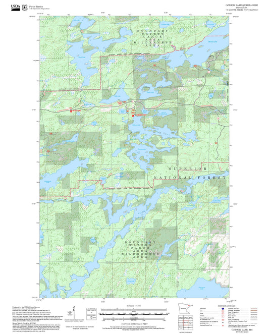 2025 Forest Service Topo Map of Ojibway Lake Minnesota