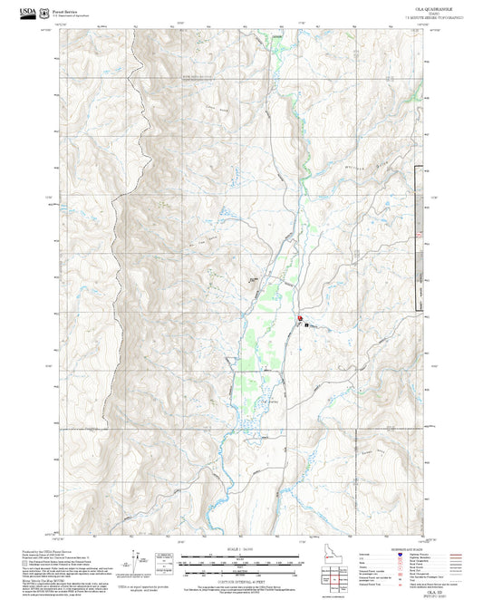 2025 Forest Service Topo Map of Ola Idaho