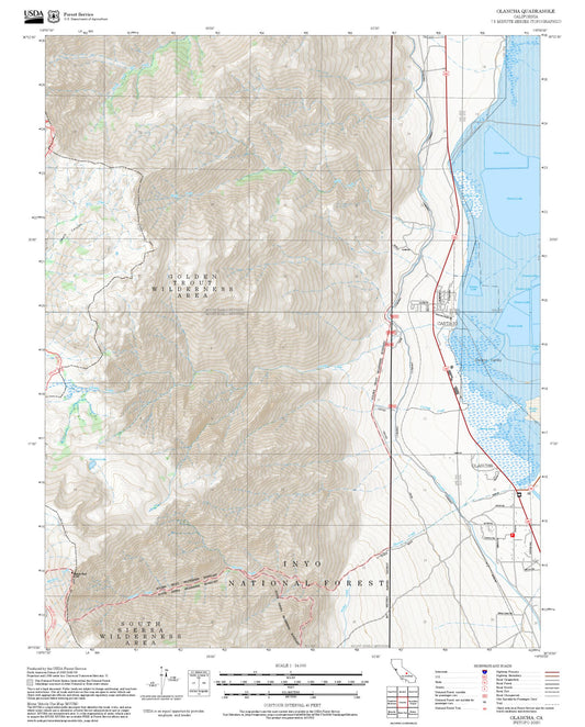 2025 Forest Service Topo Map of Olancha California