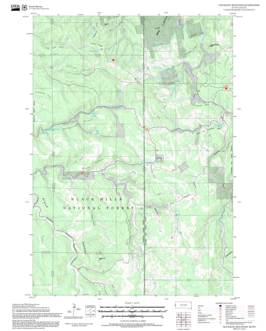 2025 Forest Service Topo Map of Old Baldy Mountain South Dakota