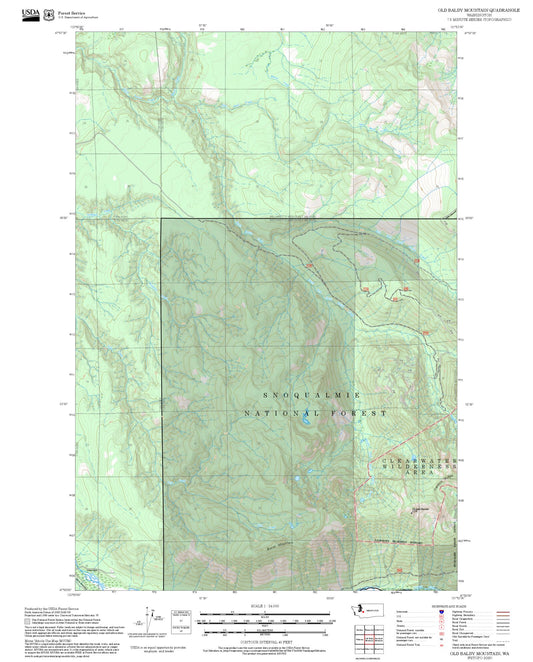 2025 Forest Service Topo Map of Old Baldy Mountain Washington
