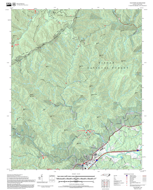 2025 Forest Service Topo Map of Old Fort North Carolina