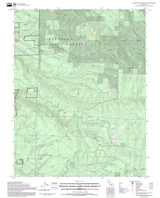 2025 Forest Service Topo Map of Old Iron Mountain California