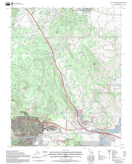 2025 Forest Service Topo Map of Old Mammoth California