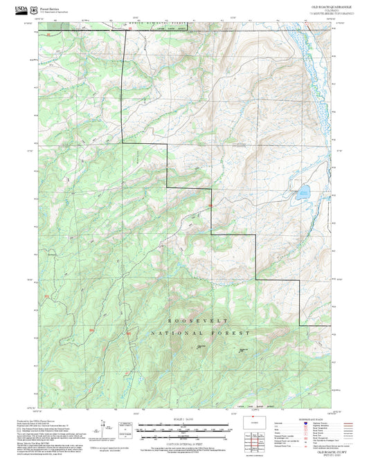2025 Forest Service Topo Map of Old Roach Colorado