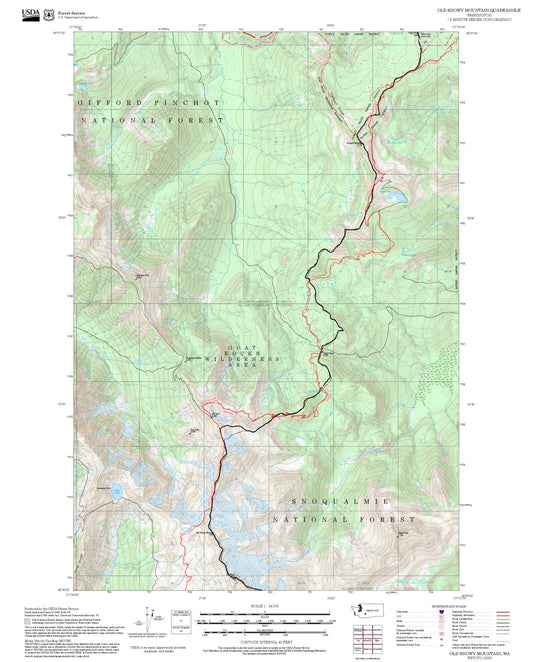 2025 Forest Service Topo Map of Old Snowy Mountain Washington