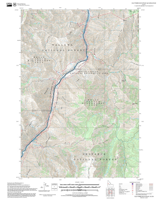 2025 Forest Service Topo Map of Old Timer Mountain Idaho