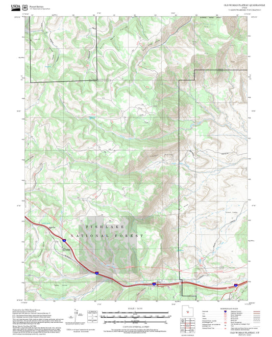 2025 Forest Service Topo Map of Old Woman Plateau Utah