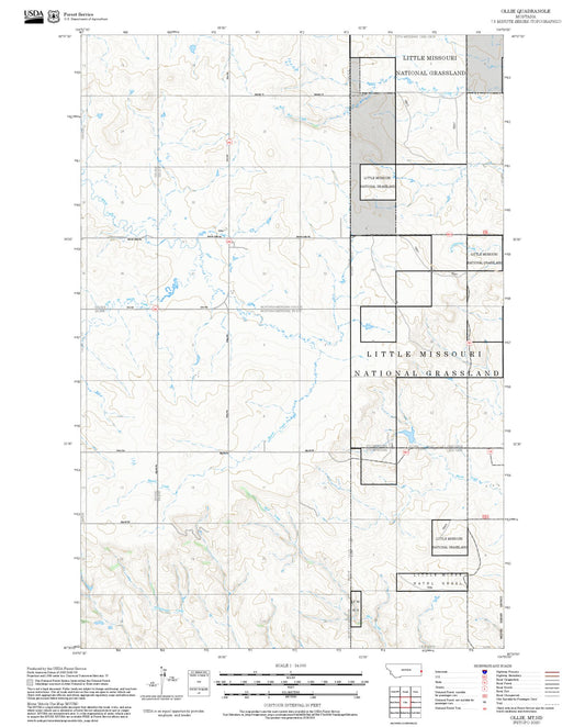 2025 Forest Service Topo Map of Ollie Montana