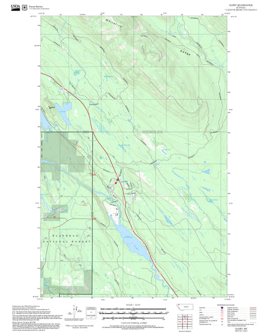 2025 Forest Service Topo Map of Olney Montana