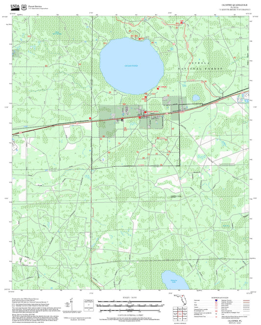 2025 Forest Service Topo Map of Olustee Florida