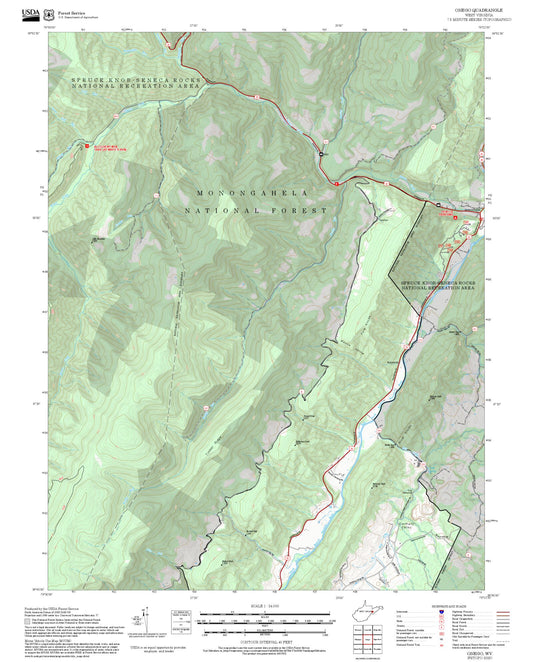 2025 Forest Service Topo Map of Onego West Virginia