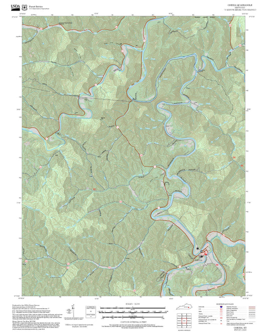 2025 Forest Service Topo Map of Oneida Kentucky