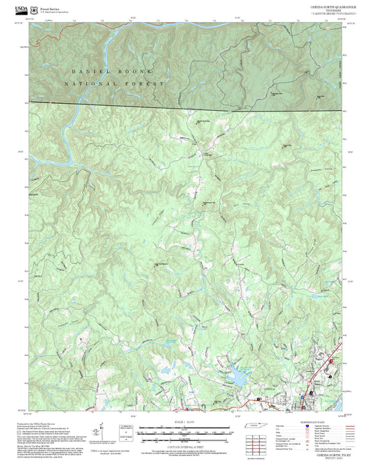 2025 Forest Service Topo Map of Oneida North Tennessee