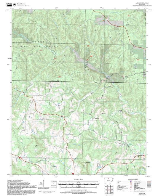 2025 Forest Service Topo Map of Onia Arkansas