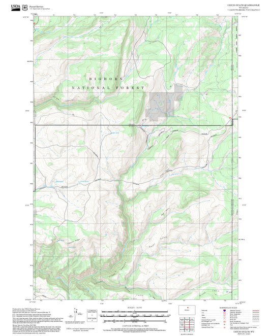 2025 Forest Service Topo Map of Onion Gulch Wyoming