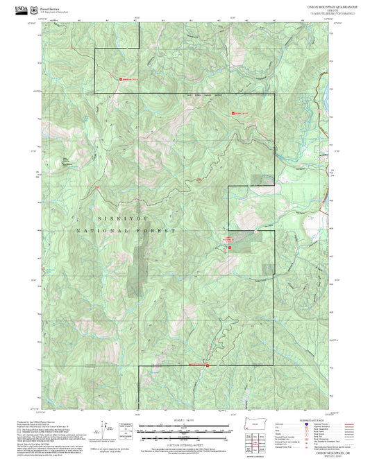 2025 Forest Service Topo Map of Onion Mountain Oregon