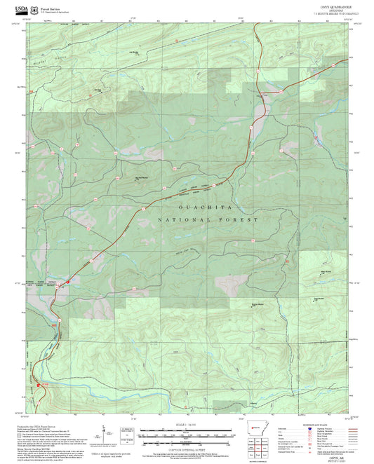 2025 Forest Service Topo Map of Onyx Arkansas